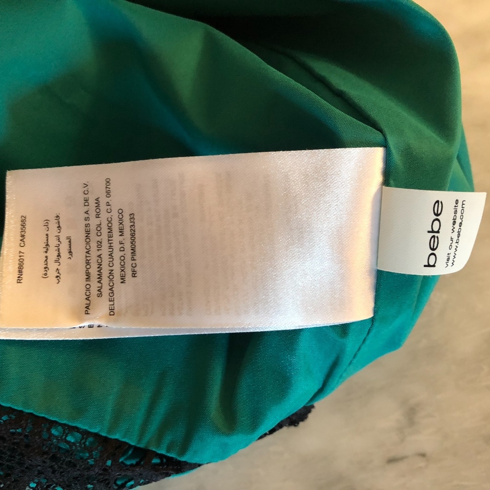 Bebe Turquoise And Black Lace Romper Sz 4 - Picture 6 of 6